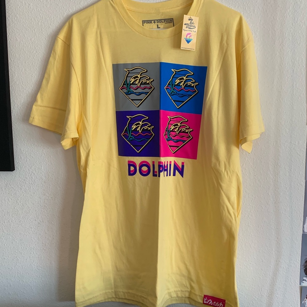 Pink Dolphin Logo Yellow Shirt